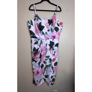 City Chic Love Me Do Floral Print Wrap Dress in Pink Garden Plus Size 20 Wedding